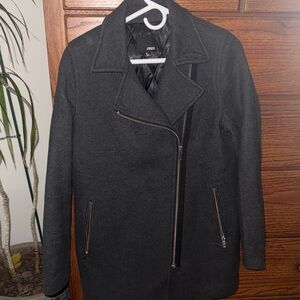 Aritzia Wilfred Free Charcoal Wool Asymmetrical Zip Coat